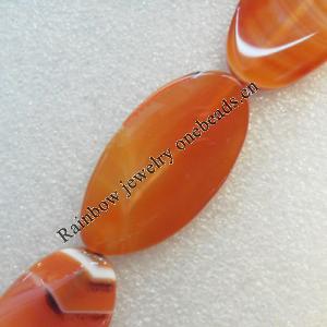 Red Agate Beads, Twist Flat Oval, 27x48mm, Hole:Approx 1.5mm, Sold per 15.7-inch Strand