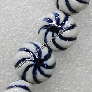 Ceramics Beads, Flat Round 15mm Hole:2.5mm, Sold by Bag