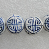 Ceramics Beads, Flat Round 13mm Hole:2mm, Sold by Bag