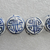 Ceramics Beads, Flat Round 13mm Hole:2mm, Sold by Bag