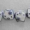 Ceramics Beads, Cat 14x14mm Hole:2mm, Sold by Bag