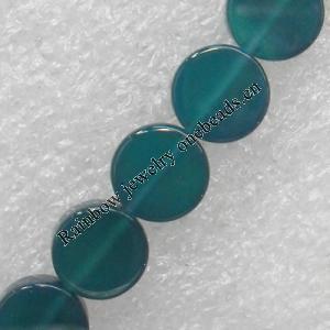 Green Agate Beads, Flat Round, 8mm, Hole:Approx 1mm, Sold per 15.7-inch Strand