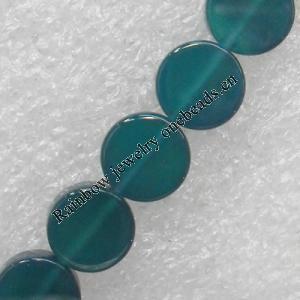 Green Agate Beads, Flat Round, 10mm, Hole:Approx 1mm, Sold per 15.7-inch Strand