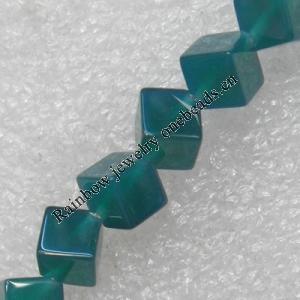 Green Agate Beads, Cube, 10mm, Hole:Approx 1mm, Sold per 15.7-inch Strand