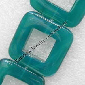 Green Agate Beads, Square, 32mm, Hole:Approx 2mm, Sold per 15.7-inch Strand