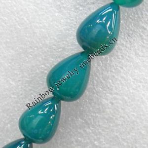 Green Agate Beads, Teardrop, 10x14mm, Hole:Approx 1mm, Sold per 15.7-inch Strand