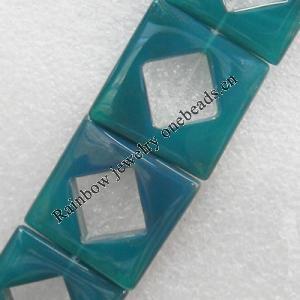 Green Agate Beads, Square, 25mm, Hole:Approx 2mm, Sold per 15.7-inch Strand