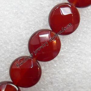 Red Agate Beads, Faceted Round, 12mm, Hole:Approx 1mm, Sold per 15.7-inch Strand