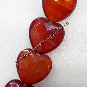 Red Agate Beads, Faceted Heart, 30mm, Hole:Approx 2mm, Sold per 15.7-inch Strand