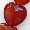 Red Agate Beads, Faceted Heart, 30mm, Hole:Approx 2mm, Sold per 15.7-inch Strand
