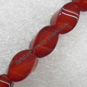 Red Agate Beads, Twist Oval, 10x14mm, Hole:Approx 1mm, Sold per 15.7-inch Strand