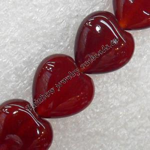 Red Agate Beads, Heart, 14mm, Hole:Approx 1mm, Sold per 15.7-inch Strand