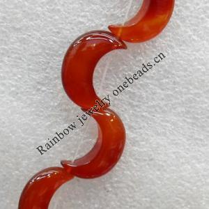 Red Agate Beads, Moon, 15x20mm, Hole:Approx 1mm, Sold per 15.7-inch Strand