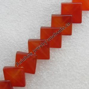 Red Agate Beads, Square, 8mm, Hole:Approx 1mm, Sold per 15.7-inch Strand