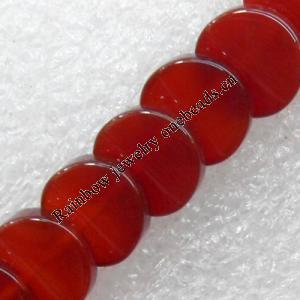 Red Agate Beads, Flat Round, 12mm, Hole:Approx 1mm, Sold per 15.7-inch Strand