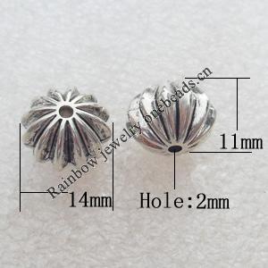 Jewelry Findings, CCB Plastic Beads Antique Silver, 11x14mm, Hole:2mm, Sold by Bag