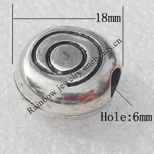 Jewelry Findings, CCB Plastic Beads Antique Silver, Flat Round, 18mm, Hole:6mm, Sold by Bag