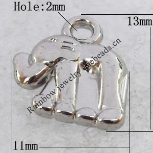 Jewelry Findings, CCB Plastic Pendant Platina Plated, Animal, 11x13mm, Hole:2mm, Sold by Bag