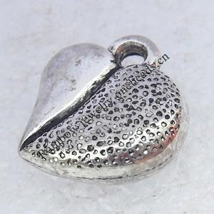 Jewelry Findings, CCB Plastic Pendant Antique Silver, Heart, 14x15mm, Hole:2mm, Sold by Bag