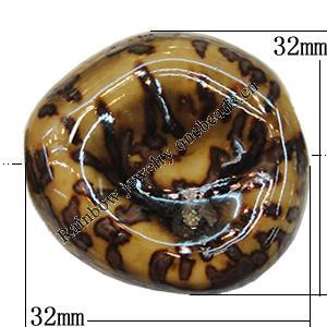 Ceramics Beads, 32x32mm Hole:4mm, Sold by Bag