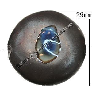 Ceramics Beads, Flat Round 29mm Hole:3mm, Sold by Bag