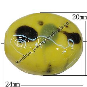 Ceramics Beads, Flat Oval 24x20mm Hole:3mm, Sold by Bag