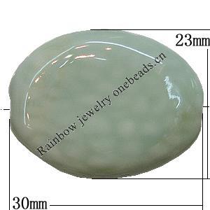 Ceramics Beads, Flat Oval 30x23mm Hole:3mm, Sold by Bag