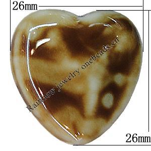 Ceramics Beads, Heart 26x26mm Hole:2mm, Sold by Bag