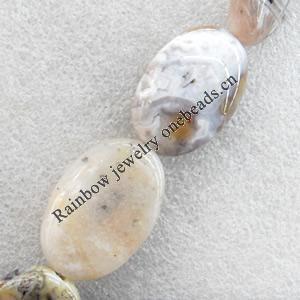 Bamboo Leaf Agate Beads, Flat Oval, 20x30mm, Hole:Approx 1mm, Sold per 15.7-inch Strand