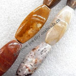 Bamboo Leaf Agate Beads, 12x30mm, Hole:Approx 1mm, Sold per 15.7-inch Strand
