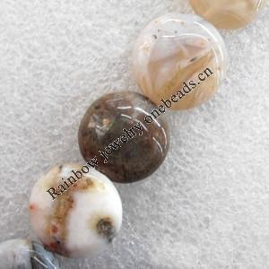 Bamboo Leaf Agate Beads, Flat Round, 16mm, Hole:Approx 1mm, Sold per 15.7-inch Strand