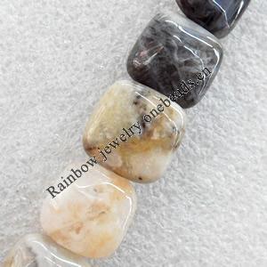 Bamboo Leaf Agate Beads, Square, 14mm, Hole:Approx 1mm, Sold per 15.7-inch Strand