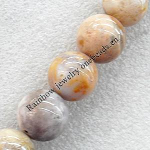 Bamboo Leaf Agate Beads, Round, 8mm, Hole:Approx 1mm, Sold per 15.7-inch Strand