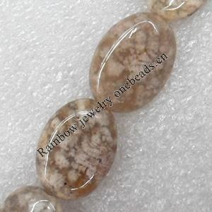 Agate Beads, Flat Oval, 13x18mm, Hole:Approx 1mm, Sold per 15.7-inch Strand
