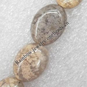 Agate Beads, Flat Oval, 12x16mm, Hole:Approx 1mm, Sold per 15.7-inch Strand