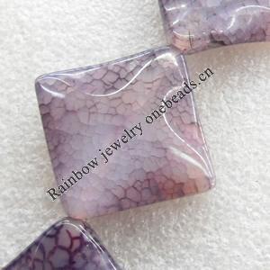 Agate Beads, Diamond, 25mm, Hole:Approx 1.5mm, Sold per 15.7-inch Strand