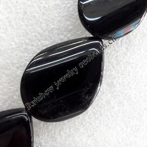 Black Agate Beads, Twist Flat Oval, 25x35mm, Hole:Approx 1.5mm, Sold per 15.7-inch Strand