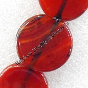 Agate Beads, Flat Round, 25mm, Hole:Approx 1.5mm, Sold per 15.7-inch Strand