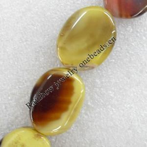 Agate Beads, Flat Oval, 15x20mm, Hole:Approx 1.5mm, Sold per 15.7-inch Strand