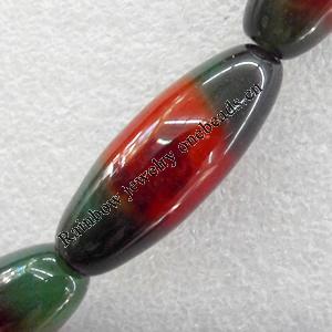 Agate Beads, Oval, 14x38mm, Hole:Approx 1.5mm, Sold per 15.7-inch Strand