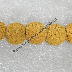 Natural Lava Beads, Round 14mm Hole:1mm, Sold per 16-inch Strand
