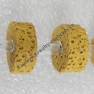 Natural Lava Beads, Flat Round 15x7.5mm Hole:1mm, Sold per 16-inch Strand