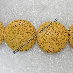 Natural Lava Beads, Flat Round 32x8mm Hole:2mm, Sold per 16-inch Strand