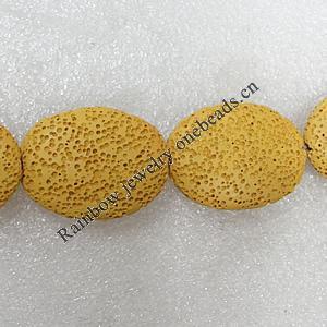 Natural Lava Beads, Flat Oval 32x24mm Hole:2mm, Sold per 16-inch Strand