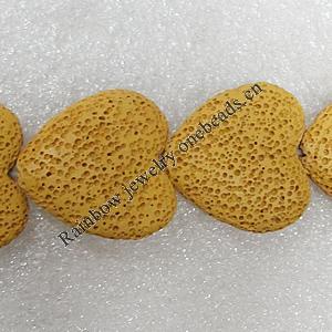 Natural Lava Beads, Heart 26x27x8mm Hole:1mm, Sold per 16-inch Strand