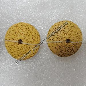 Natural Lava Beads, Flat Round 26x12mm Hole:2mm, Sold per 16-inch Strand