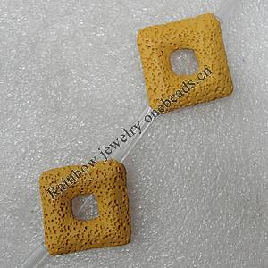 Natural Lava Beads, Diamond 34x33x8mm Hole:2mm, Sold per 16-inch Strand