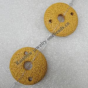 Natural Lava Beads, Flat Round 33x9mm Hole:2mm, Sold per 16-inch Strand