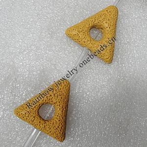 Natural Lava Beads, Triangle 31x31x8mm Hole:2mm, Sold per 16-inch Strand