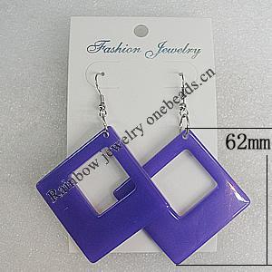 Resin Earring，Diamond 62mm, Sold by Group